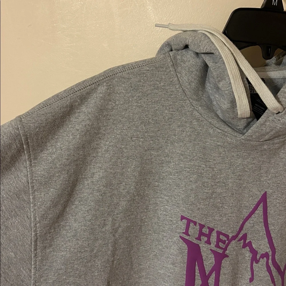 The North Face Gray Hoodie with Purple Graphic S